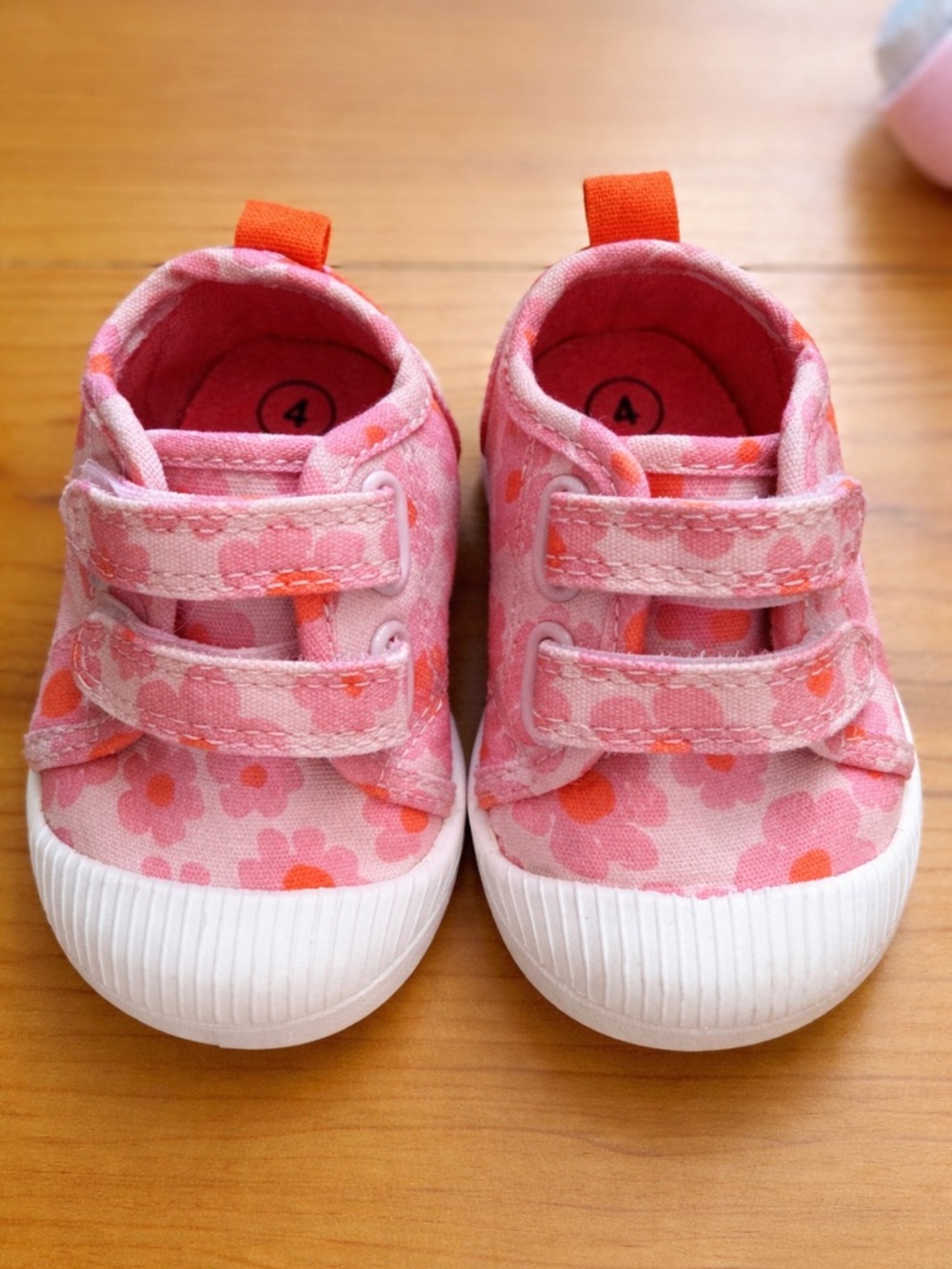 Cat & Jack Pink Floral Canvas Baby Sneakers with Hook-and-Loop Straps